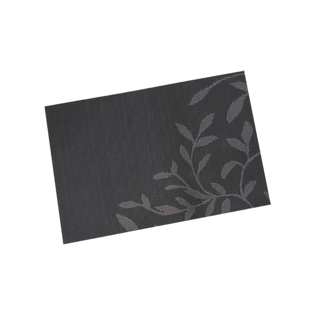Yuarrent Manteles individuales de hoja de PVC, manteles individuales, posavasos de vino, aislamiento rectangular, accesorios de decoración de Hotel, Mostrada negro gris hoja Yuarrent HA082985-01