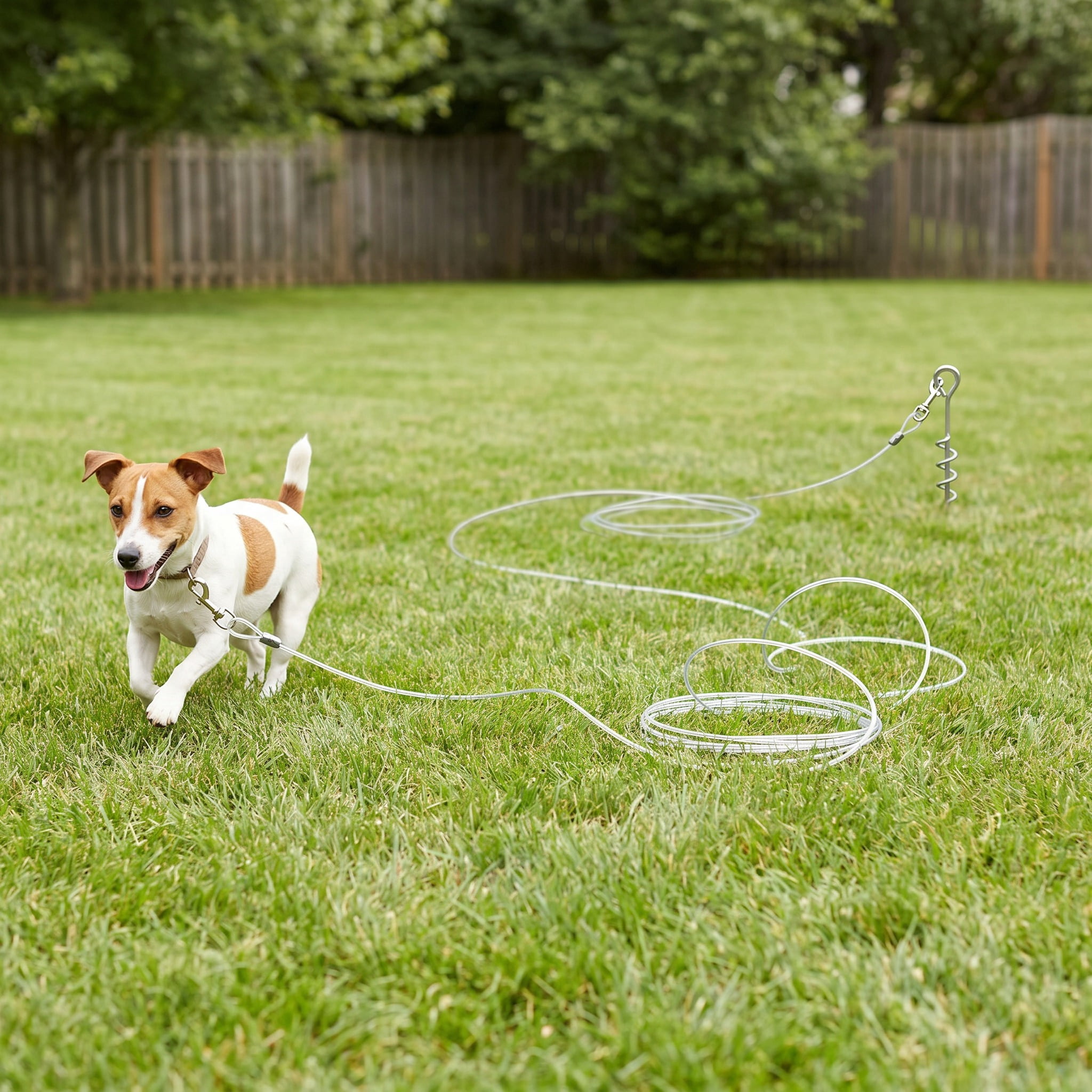 Vibrant Life Reflective Vinyl-Covered Tie-Out Cable for Dogs, S, 40'