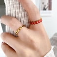 thumbnail image 4 of Bague Mignonne en Époxy à Cœur de Pêche Rouge Frais, Marguerite en Émail, Papillon Sucré, Feuille Creuse, 4 of 6