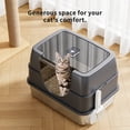 thumbnail image 5 of Flip-Top Enclosed Cat Litter Box, Stainless Steel Litter Pan with Plastic Bottom Basin, Activated Carbon Odor Control Splash Proof Dog-Proof Cat Toilet with Litter Scoop and Double-Layer Mat, 5 of 12