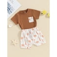 thumbnail image 3 of Bslissey Toddler Baby Boys Summer 2Pcs Clothes Short Sleeve Pocket T-shirt with Tree Print Elastic Waist Shorts 3M 6M 12M 18M 24M 3T Infant Casual Vacation Shorts Sets, 3 of 9