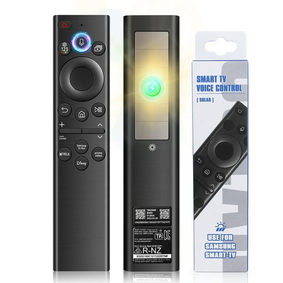 BN59-01385A Solar Voice Remote Control Replacement for Samsung Smart TV with Bluetooth Rechargeable Solar Cell, Compatible with Samsung 2021-2024 Neo LED 4K Ultra HD TV, 4 Shortcut Buttons, Black