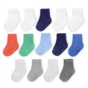 Fruit of the Loom Size 12-24M 14-Pack Grow & Fit Flex Zones Stretch Socks in Blue