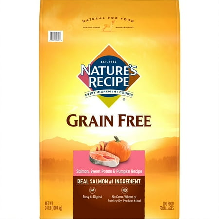 - Nature’s Recipe Grain Free Easy to Digest Salmon, Sweet Potato & Pumpkin Recipe, 24-Pound