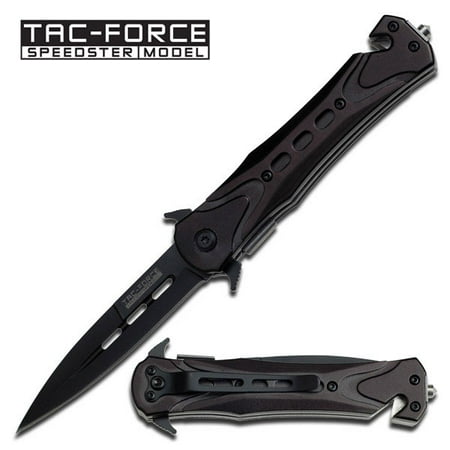 Tac-Force Assisted Opening Stainless Steel Double Black Rescue Knife