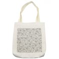thumbnail image 1 of Grey Tote Bag, Mix Florals with Rotary Round Rings and Dot Spots on the Backdrop Simplistic Blossom Print, Cloth Linen Reusable Bag for Shopping Books Beach and More, 16.5" X 14", Cream, by Ambesonne, 1 of 2