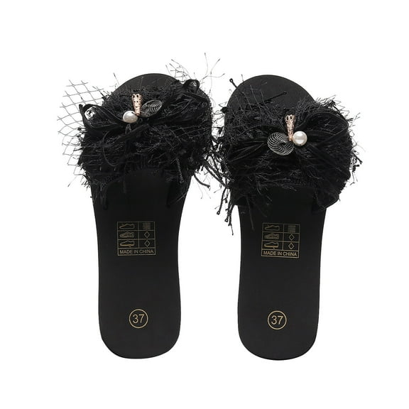 asdoklhq Womens Shoes Clearance Sale,Sandals Women's Platform Flip Flops, Flower Slope Heel Beach Shoes, Beach Slippers