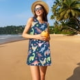 thumbnail image 3 of Vsdgher Robes d'Été Imprimé Dinosaure pour Femmes Robe de Plage Décontractée Col en U Sans Manches Robe d'Été Ample avec Poche, 3 of 7