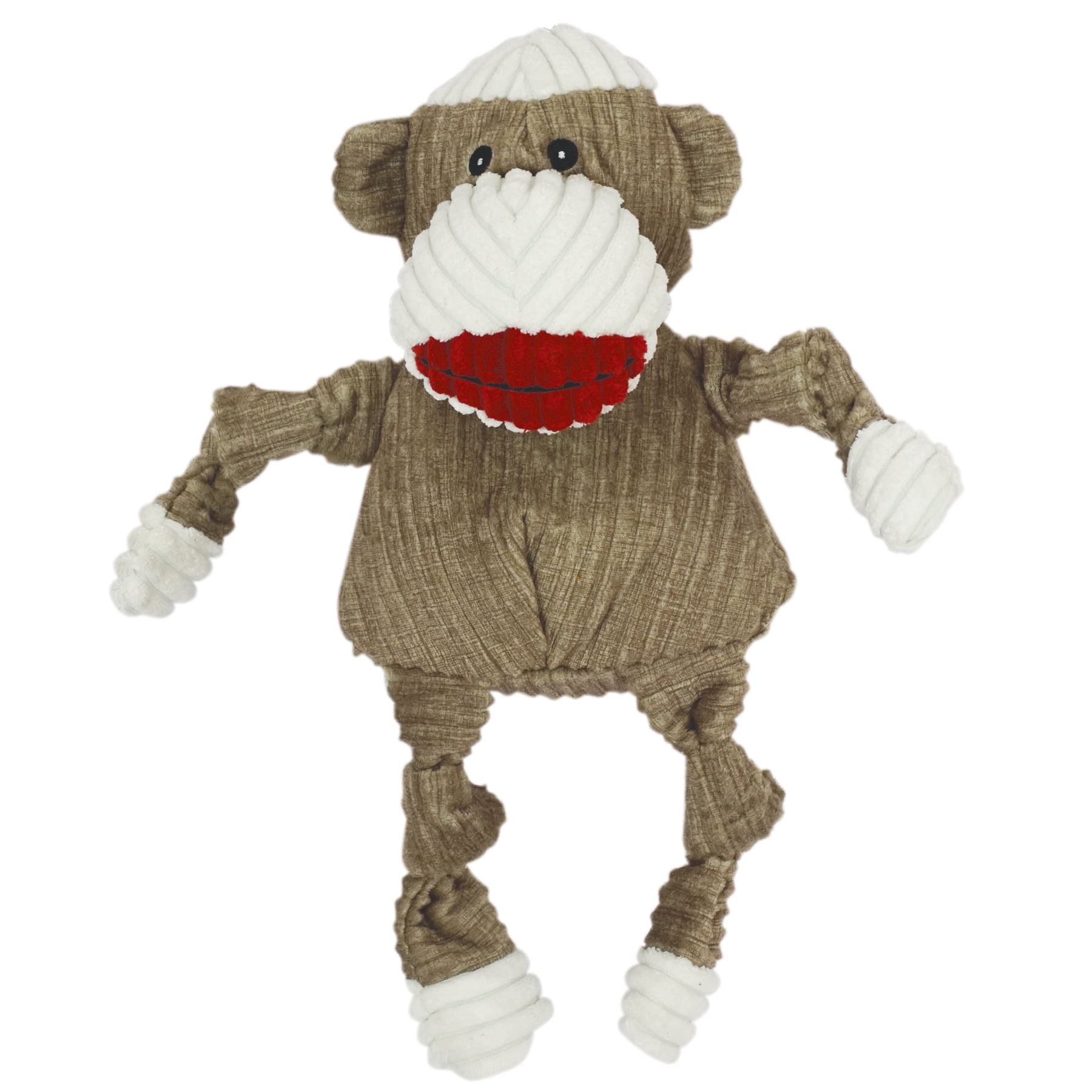 HuggleHounds Knottie Plush Dog Toy Sock Monkey, Large