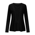 thumbnail image 7 of Jinhomg Waffle Knit Shirts for Womens Comfy Round Neck Tunics Basic Tees Tops Dressy Long Sleeve Pullover Lace Tunic Black,XXL, 7 of 7