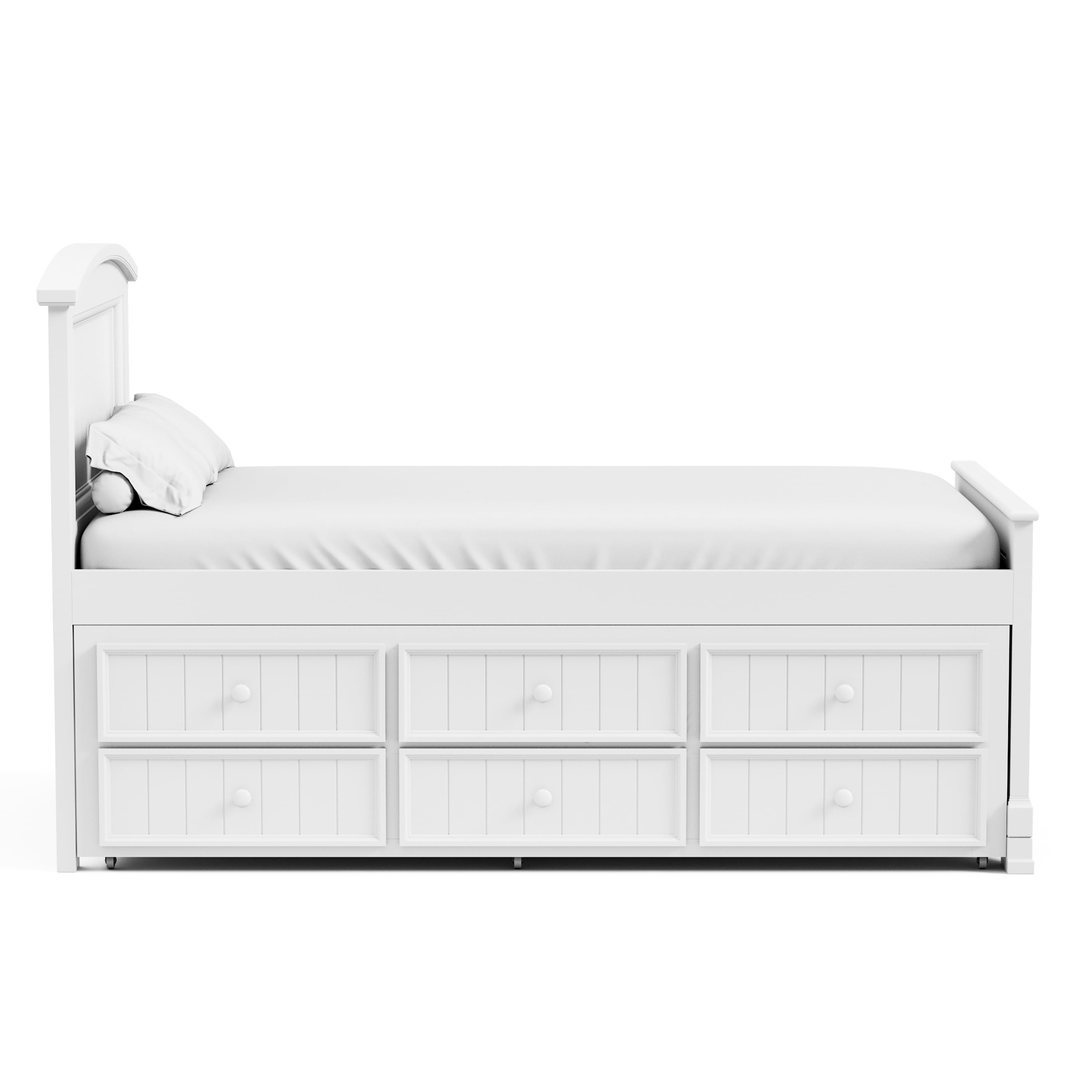 Furniture of America Livia Kids Solid Wood Twin Captain Bed, White