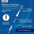 thumbnail image 5 of (3 pack) Equate Brilliance Total Care Toothbrushes with Tongue & Cheek Cleaner, Medium Bristles (2 Count), Compare to Colgate® 360 Advanced® Optic White®, 5 of 14