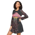 thumbnail image 3 of FORMRS Womens Long Sleeve Nightgowns Crew Neck Sleep Shirt Soft Pajamas Sizes S-3XL, UFO with Hearts Pattern, 3 of 8