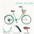 thumbnail image 2 of Bicycle for Women 22" Beach Cruiser Bike Shimano 7 Speed Commute City Bike with Basket, Green, 2 of 5