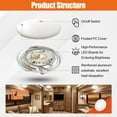 thumbnail image 7 of 5CCT LED RV Dome Ceiling Lights, On/Off Switch, DC 12V Surface Mount Interior Puck Light for Slim Motorhome, Trailer, Boat, Camper Lighting, 5W, 2700K/3000K/3500K/4000K/5000K, 4.5 Inch, 6 Pack, 7 of 7
