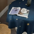 thumbnail image 5 of Night Sky Round Tablecloth, Blue Galaxy Space Golden Stars Clouds Magic Starlight Glitter Table Cloth for Kitchen Dining Room Holiday Party Picnic Patio 60x60in, 5 of 5