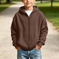 thumbnail image 2 of CYRBOKO Hooded Sweatshirts for Boys, Full Zip Casual Long Sleeve Waffle Knit Kids Outerwear Hoodie Brown Size 7-8 T, 2 of 9