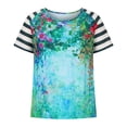 thumbnail image 1 of Women's Hauts d'Été à Rayures Imprimées Manches Courtes Col Rond T-Shirt Ample, 1 of 7
