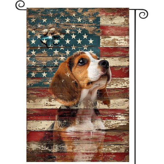 Patriotic Beagle Garden Flag, Double Sided Outdoor Yard Banner, 12x18 Inch American Flag Design for 4th of July and Memorial Day Decorations