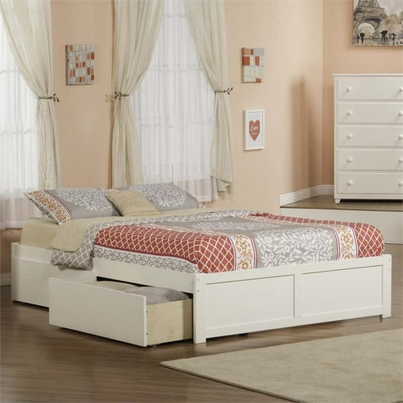 AFI Concord Urban King Storage Solid Wood Platform Bed with USB Charger in White