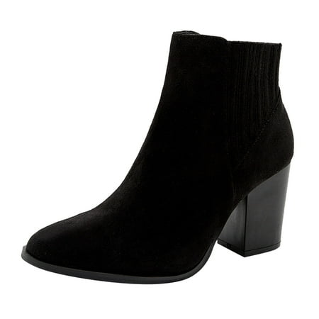 

SEMIMAY Women Heel Boots Short Boots Fashion Boots Casual Shoes Side Zipper Booties