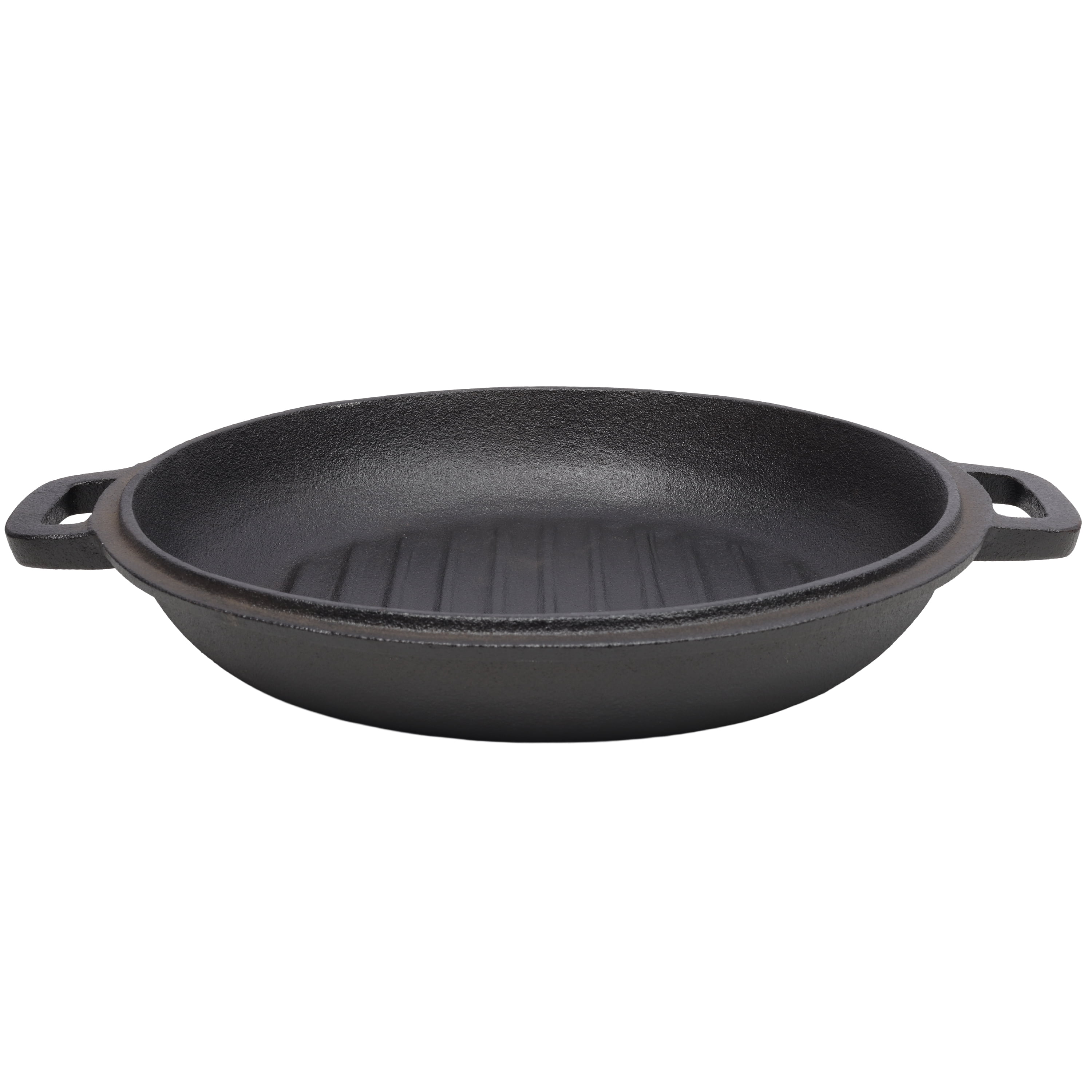 3-in-1 Pre-Seasoned Cast Iron Dutch Oven with Ribbed Skillet Lid and Pot Rack, 5-Quart Camping Cookware, Black