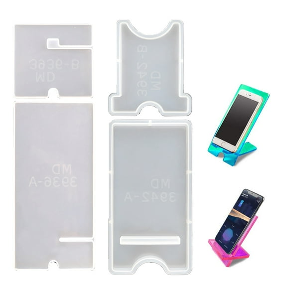 2 Sets Mobile Phone Stand Resin Mold, Resin Casting Phone Holder Mold for DIY Craft Phone Bracket