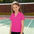 thumbnail image 2 of lnmuld Back to School Kids Girls Short Sleeve Solid V Notch Collar No Button Pique Polo Shirts Breathable Summer School Uniform Tops Size:9-10 Years, 2 of 7