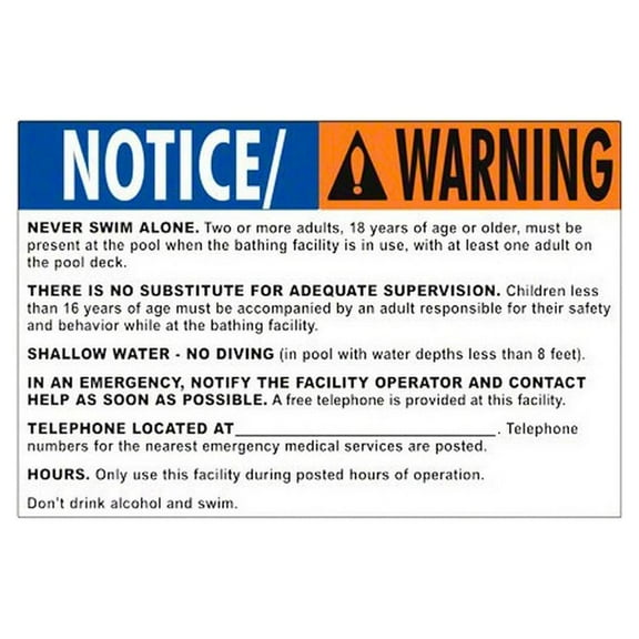 Aquatic 2026WS3624E 36" x 24" Pool Rules Sign