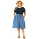 thumbnail image 3 of Women's Plus Size Tops Lace Panel Elegant Work Short Sleeve Top Dark Blue 3X, 3 of 7