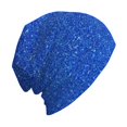 thumbnail image 6 of Naloa Blue Glitter Soft Beanie Hat, Knit Beanie Daily Beanie in Fine Knit for Women Men Winter Travel, Outdoor, 6 of 7