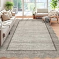 thumbnail image 2 of Scalloped Area Rug 4x6 - Washable Boho Bordered Non-Slip Entryway Rug, Neutral Farmhouse Living Room Rug Soft Throw Rugs for Entrance Hallway Bedroom Kitchen Nursery, Brown, 2 of 7