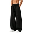 thumbnail image 5 of Frnrwgo Mens Sweatpants Lightweight Linen-like Flared Wide Leg Drapable Fashion Drawstring Casual Loose Fit Daily Pants, 5 of 5