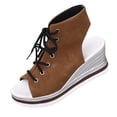 thumbnail image 2 of OKBOP Wedge Sandals for Women Open Toe Footbed Comfort Sandals Lace-Up Pool Casual Shoes, 2 of 6