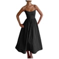 thumbnail image 2 of Xqxayjr Summer Spaghetti Strap Homecoming Dresses for Womens Casual High Waist Aline Swing Maxi Long Swing Pleated Dresses Scoop Neck Trendy Outfits Bridal Shower Dresses, 2 of 5
