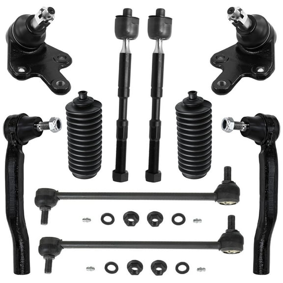 Detroit Axle - 10pc Front Suspension Kit for Toyota 2011-2018 Sienna 4 Inner Outer Tie Rod Ends 2 Sway Bar Links 2 Lower Ball Joints 2 Boots 2012 2013 2014 2015 2016 2017 Replacement