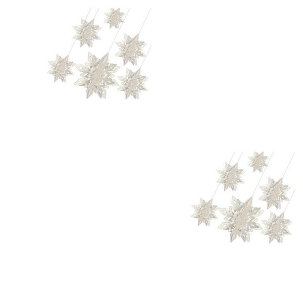 Inteprter 1 Juego de adornos navideños, colgantes de copos de nieve de estilo Simple, accesorio colgante, decoración de adorno de Festival para Blanco 2Conjunto