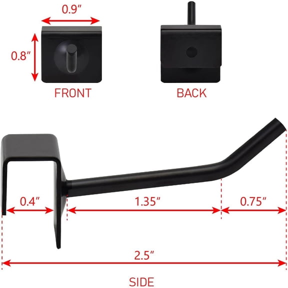 FEFEFW-24 Pcs Small Metal Panel Hook Hanger for Hanging Tower, Clothes, Scarf, Hat, Key, and Mask, Black Color, 0.9W x 0.8D x 2.5H in