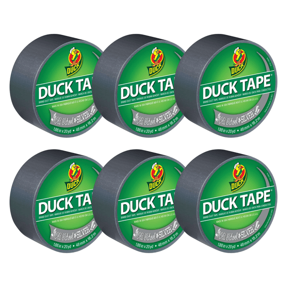 Color Duck Tape Brand Duct Tape - Old School Silver, 1.88 in. x 20 yd., 6 Pack