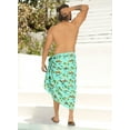 thumbnail image 3 of LA LEELA Men's Swimwear Cotton Linen Effect Sarong Cover Up Swimsuit Wrap Sulu Pareo Beachwear For Men One Size Shamrock Green, Palm Tree Summer Vacation, 3 of 5