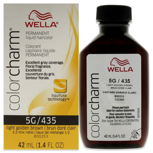 Tinte líquido permanente para cabello Color Charm - 435 5G Marrón dorado claro de Wella para unisex - Tinte para cabello de 1,42 oz Wella Color de pelo 1.4 oz