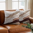 thumbnail image 3 of Abstract Wave Texture Throw Pillow Cover Vintage Earth Color Gradient Cotton Linen Cushion Cover Throw Pillow Case with Invisible Zipper for Couch Sofa Bed Chair Car 24x24 Inch, 3 of 9