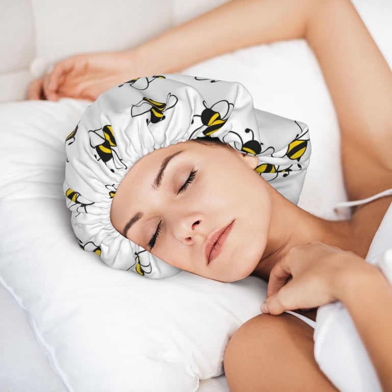 Bee print B Silk Bonnet for Sleeping Women Men, Adjustable  display picture 3