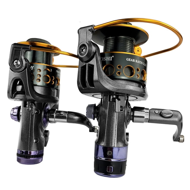 Metal Spool Double Brake Spinning Reel 5.2:1/5.0:1 Fishing ,Rigid Aluminum Skeletal Frame