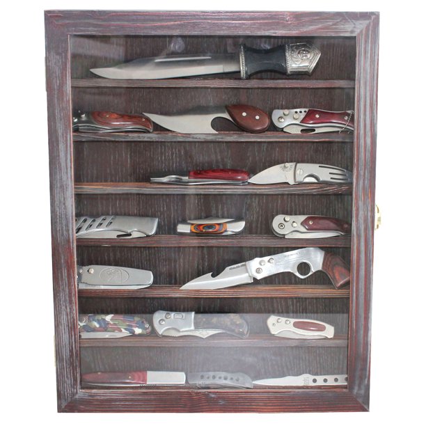 Wall Knife Display Case Shadow Box for Pocket Knives Display