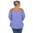 thumbnail image 3 of White Mark Women's Plus Size Cold Shoulder Ruffle Sleeve Top, 3 of 5
