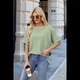 thumbnail image 2 of Camiseta Holgada Informal de Corta con Cuello Redondo y Color Liso para Mujer, Talla Grande, Color Verde Frijol M, 2 of 10