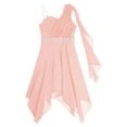 thumbnail image 3 of Yartina Flower Girl Dress Kids One Shoulder Chiffon Party Wedding Dresses Pink 12, 3 of 5