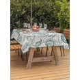 thumbnail image 4 of 60x120 Inch Outdoor Tablecloth with Umbrella Hole Zipper Rectangle Teal Green Spring Floral Rectangular Tablecloths Outside Waterproof Retro Farmhouse Summer Botanical Patio Table Cover for Picnic, 4 of 8