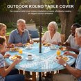 thumbnail image 3 of Round Outdoor Tablecloth with Umbrella Hole and Zipper, Light Blue Starfish Tablecloth with Elastic Waterproof, Summer Coastal Nautical Ocean Wooden Patio Table Covers for 55" - 60" Pool Tables, 3 of 9